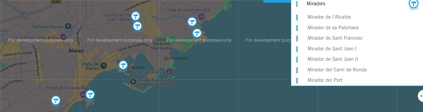 Mapa Miradors Blanes